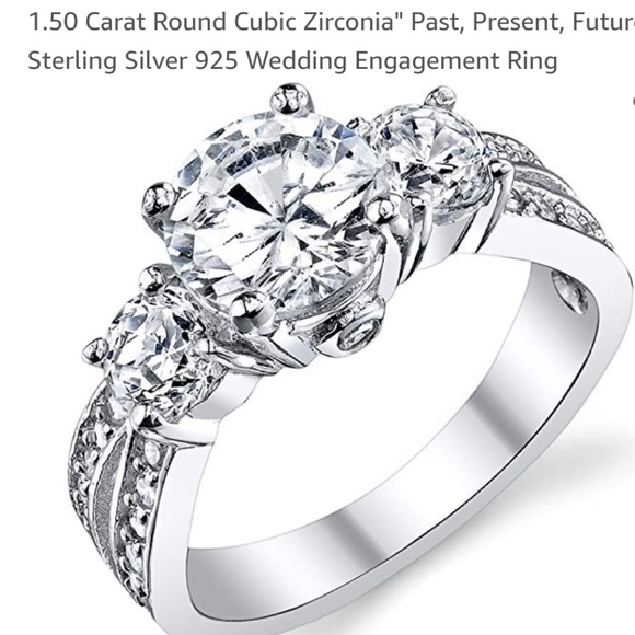 2 tcw Sterling Silver Past, Present, Future ring - Picture 4 of 16